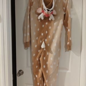 Women's reindeer hooded/footless onesie